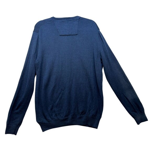 Calvin Klein Mens Merino Wool V-Neck Sweater L/G Navy Blue - Picture 7 of 10